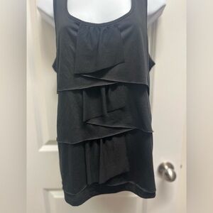 Talbots Top Womens sz XL Black Sleeveless ruffled summer top NWT